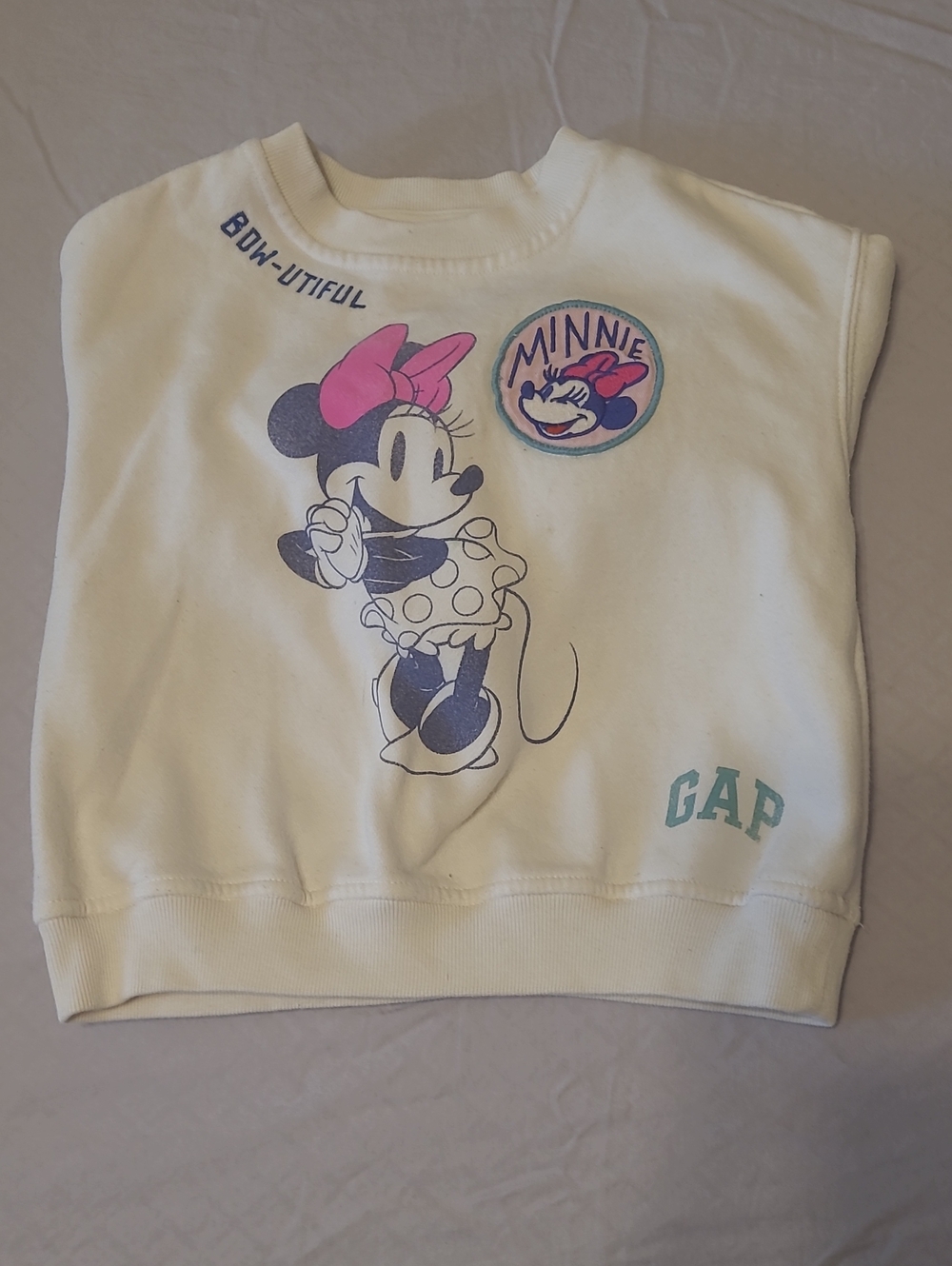 GAP Cream Sweatshirt with Minnie Mouse Pink Accent